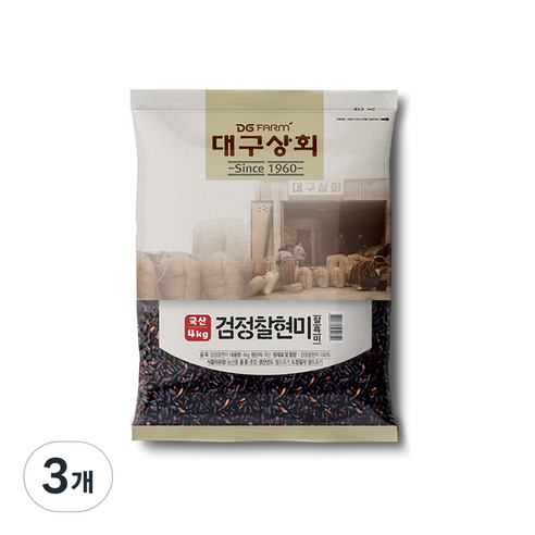 대구상회 검정찰현미, 4kg, 3개