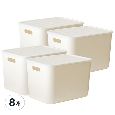 보노하우스 아이엠 리빙박스 수납정리함 L 23.5L, 크림, 8개