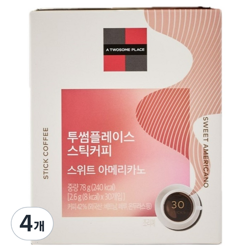 투썸플레이스 스위트 아메리카노 스틱커피, 2.6g, 4개, 30개입