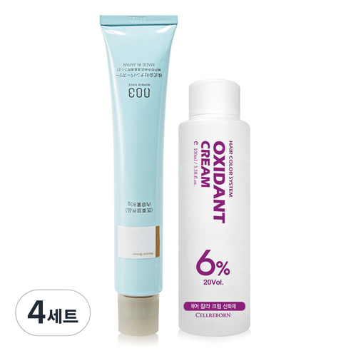 넘버쓰리 리크로마 패션 그레이 염색제 + 산화제 100ml, 3/0N, 4세트