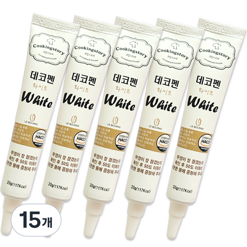 쿠킹스토리 데코펜 화이트, 20g, 15개
