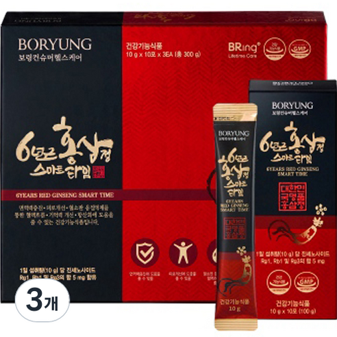 보령 6년근 홍삼정 스마트타임, 30회분, 300g, 3개