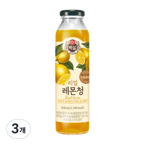 백설 리얼 레몬청, 310ml, 3개