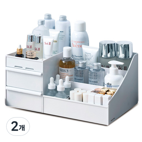 마켓플랜 멀티 화장품 정리함, 2개, 화이트