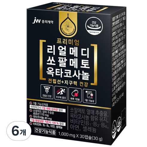 JW중외제약 리얼메디 쏘팔메토 옥타코사놀 30g, 30정, 6개