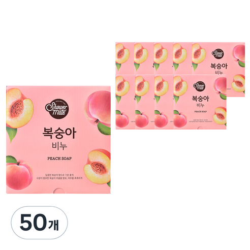 샤워메이트 비누 복숭아, 100g, 50개