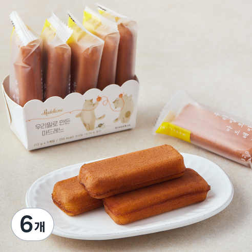 브레댄코 우리밀로 만든 마드레느 미니, 12g, 6개, 5개입