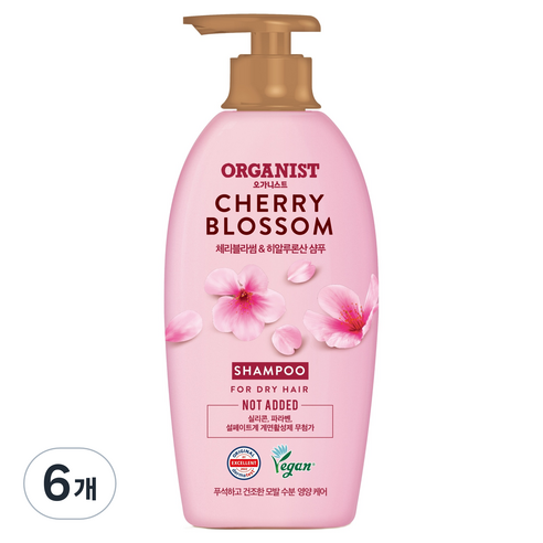 오가니스트 엘라스틴 체리블라썸 수분 영양 샴푸, 750ml, 6개