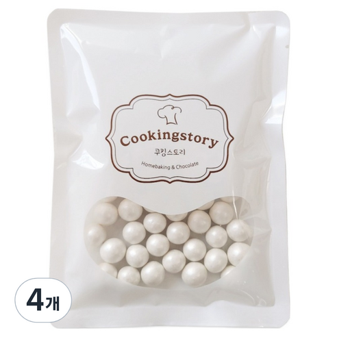 쿠킹스토리 럭스 펄 초콜릿 장식물 펄화이트, 50g, 4개