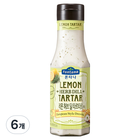 폰타나 레몬 허브 딜 타르타르 드레싱, 250g, 6개