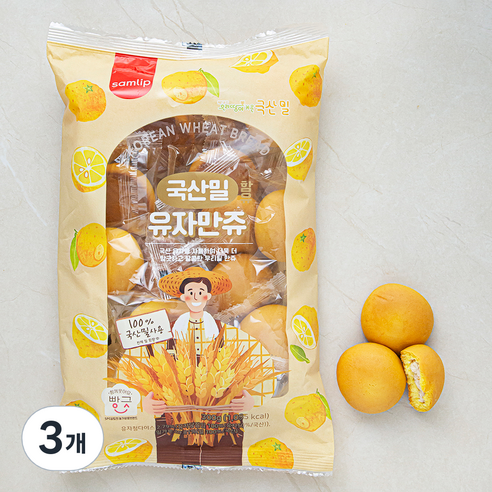 삼립 국산밀 함유 유자 만쥬, 20g, 15개입, 3개
