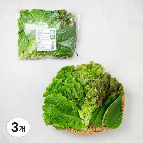 친환경 적상추+청상추+깻잎, 200g, 3개
