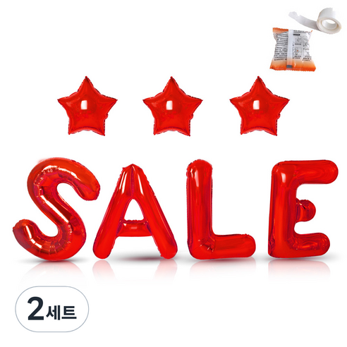 파티쇼 SALE 은박풍선세트 + 글루닷 100p, 레드, 2세트