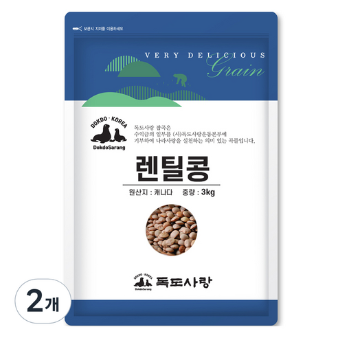독도사랑 렌틸콩, 3kg, 2개