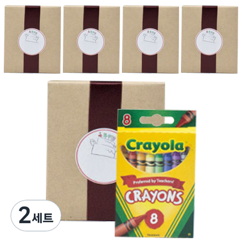 크레욜라 어린이집 생일답례품 크레용 + 선물포장 + 라벨스티커 5p, 8색, 2세트