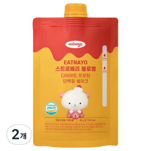 있나요 휴대용 파우치 단백질 보충 쉐이크 스트로베리 블로썸맛, 40g, 2개