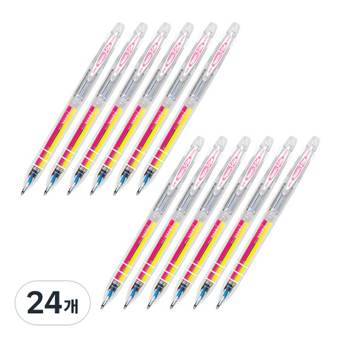 자바펜 네온 3겔 형광 중성펜 0.5mm, 형광핑크, 24개