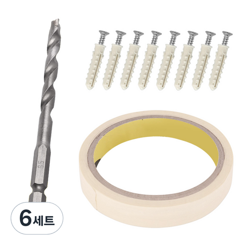 스텐레스 나사피스 8p + 육각 콘크리트 비트 6.5m + 마스킹테이프 15m, 6세트