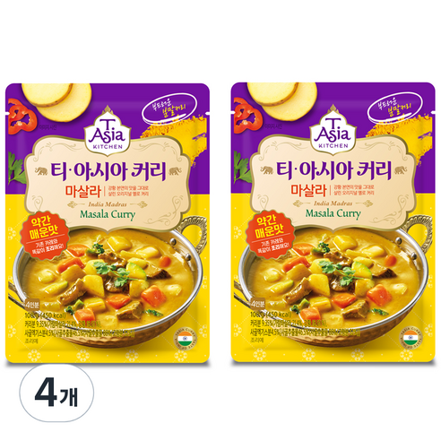 티아시아키친 마살라 커리 분말, 100g, 4개