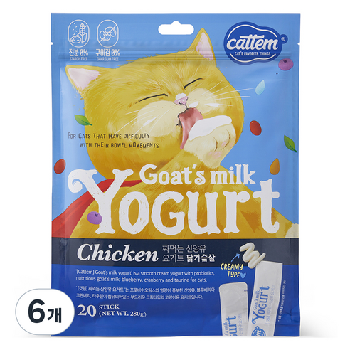 캣템 고양이 산양유 요거트 츄르 20p, 닭가슴살, 280g, 6개