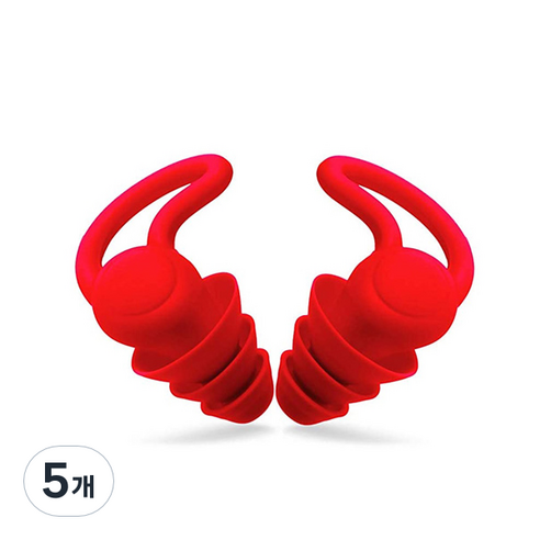 iMeBoBo 소음차단 3중레이어 실리콘 귀마개 레드, 5개