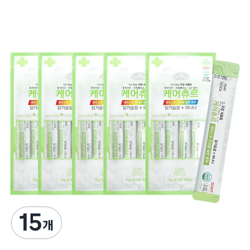 데이스포 강아지 케어츄르 짜먹는 간식, 혼합맛(닭가슴살/바나나), 60g, 15개