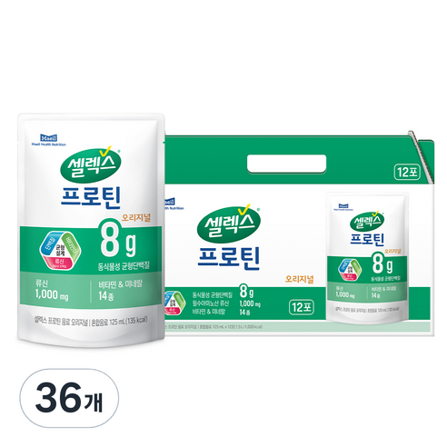 셀렉스 프로틴 파우치 음료 오리지널, 125ml, 36개