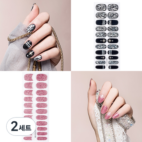 레이디던 UV 젤 네일 스티커 2p + 미니파일 2p, NO 009, NO 010, 2세트