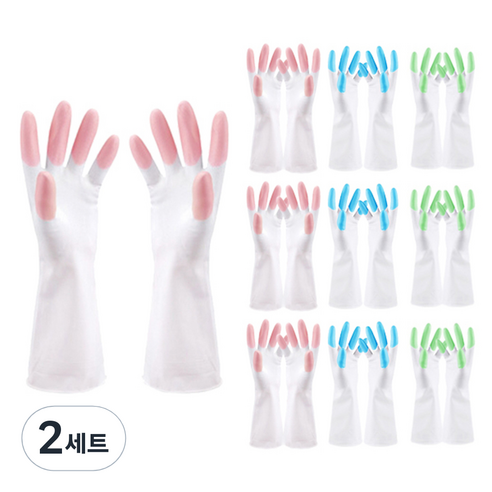 블럭마트 주방 고무장갑 랜덤 발송, 랜덤발송, 중(M), 2세트