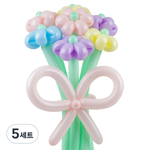 셈퍼텍스 요술풍선 데이지 튤립 꽃다발 만들기 세트, 소프트 4색혼합, 5세트