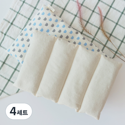 팥앤찜 휴대용 현미 복부찜질팩 + 커버 하늘튤립 세트, 4세트