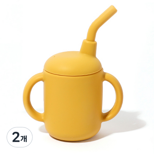 아가방 유아동용 마이페이보릿띵스 이유식 빨대컵 120ml, 머스타드 옐로우, 2개