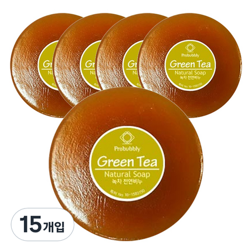 프로버블리 녹차 중성비누 나무색, 110g, 15개입