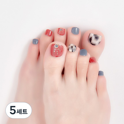 잇템샵 여름 네일아트 페디큐어 스티커 세트, 5세트, HL-072 신디