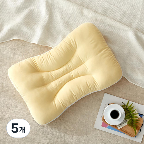 모던하우스 ON 부드럽고 낮은 목이 편안한 메쉬 경추 베개, 옐로우, 5개
