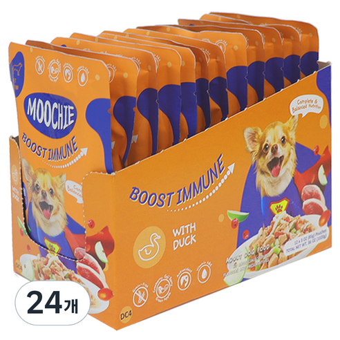 MOOCHIE 생후 2개월 이후 면역건강 습식사료, 오리, 85g, 24개