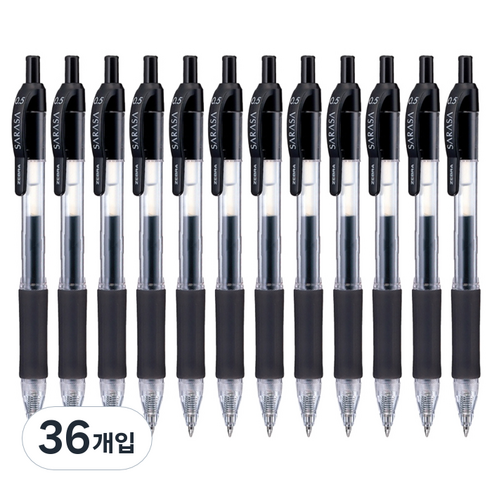 제브라 사라사 볼펜 0.5mm, 흑색, 36개입