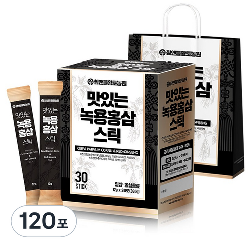 참앤들황토농원 맛있는 녹용홍삼 스틱 + 쇼핑백, 360g, 4박스