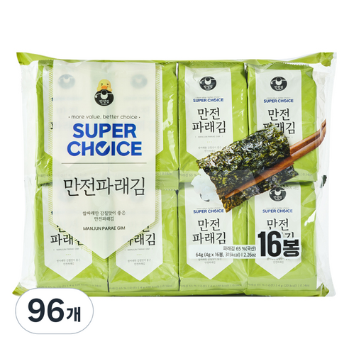 만전김 슈퍼초이스 파래김, 4g, 96개