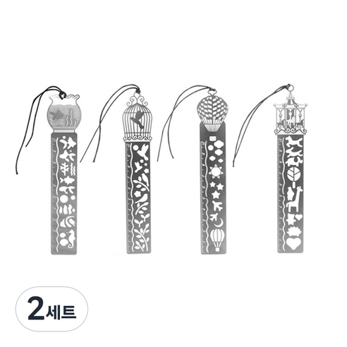 금속 모양자 어항 + 새장 + 열기구 + 회전목마 세트, 혼합색상, 2세트