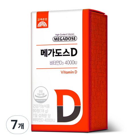 고려은단 메가도스D 비타민D3 4000IU 18g, 90정, 7개