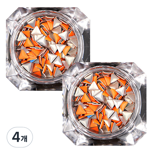 트라이앵글 네일 글리터 4mm, 오렌지, 4개