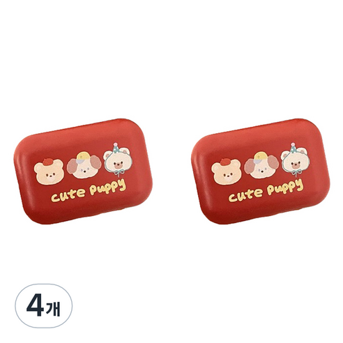 헬씨닷 큐트 퍼피 렌즈통, 레드, 4개