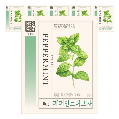 녹차원 페퍼민트 허브차 20p, 800mg, 20개입, 6개