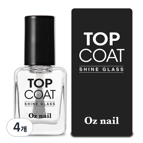 오즈네일 샤인 글라스 고광택 탑코트, 8ml, 투명, 4개