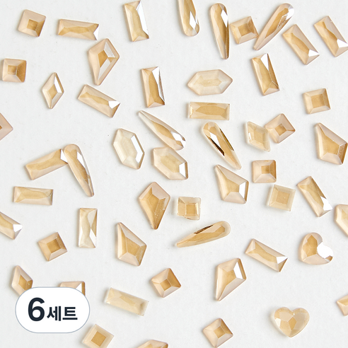 메이브라운 도형믹스 네일스톤, 6세트, 크리스탈샴페인골드