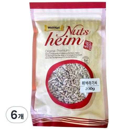 웰넛 자연두레 해바라기씨, 200g, 6개