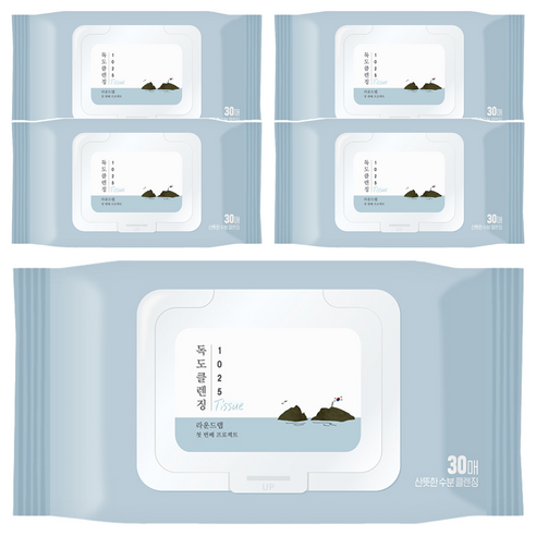 라운드랩 1025 독도 클렌징 티슈, 30매입, 5개