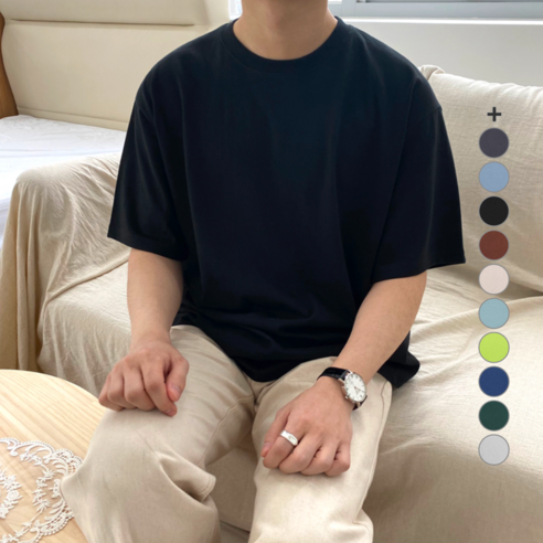  오티디 남녀공용 오버핏 16수 무지 반팔 티셔츠 