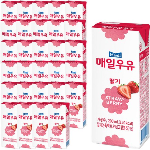 매일유업 멸균우유 딸기, 200ml, 120팩